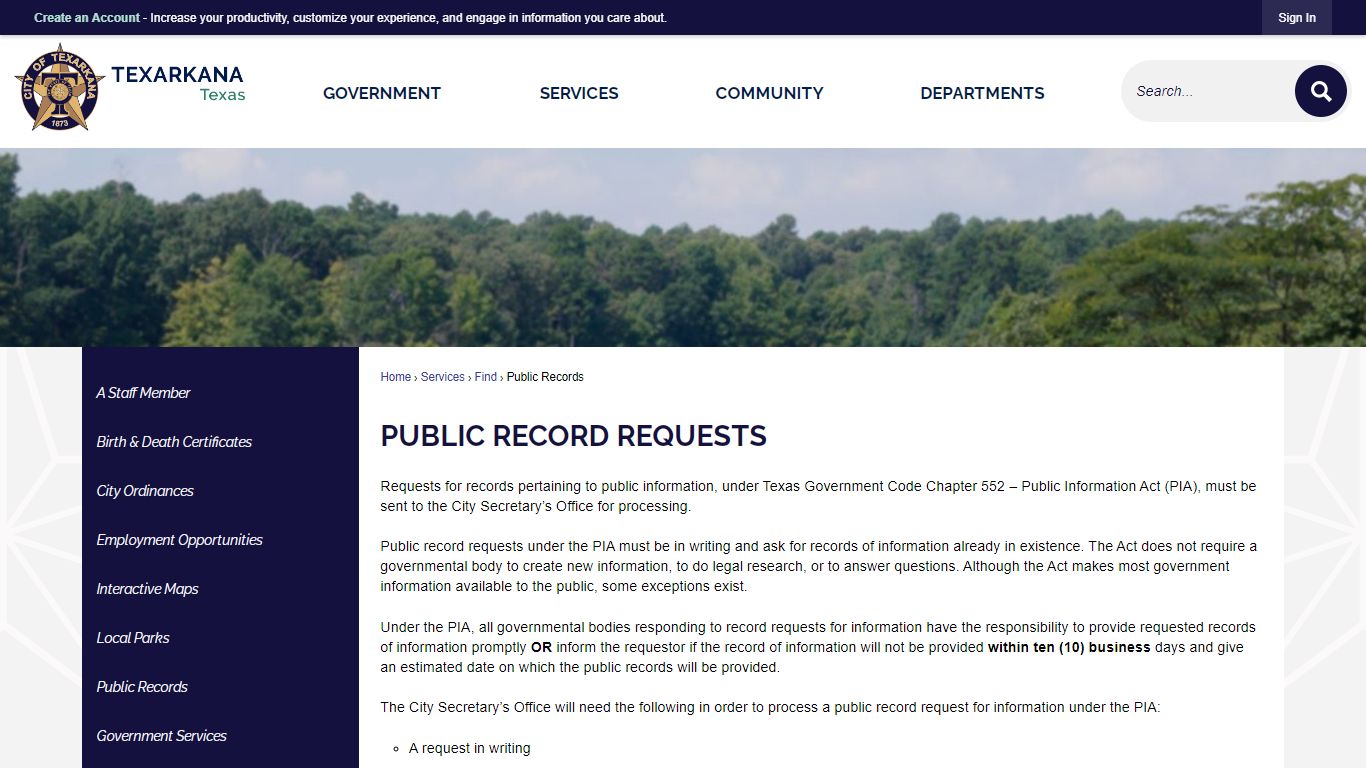 Public record requests | Texarkana, TX - Official Website