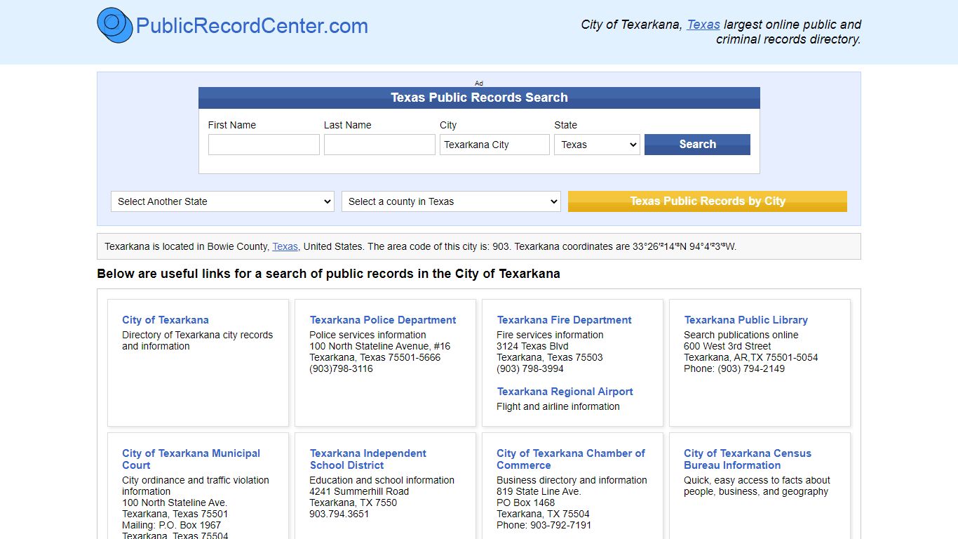 Texarkana, Texas Public Records and Criminal Background Check